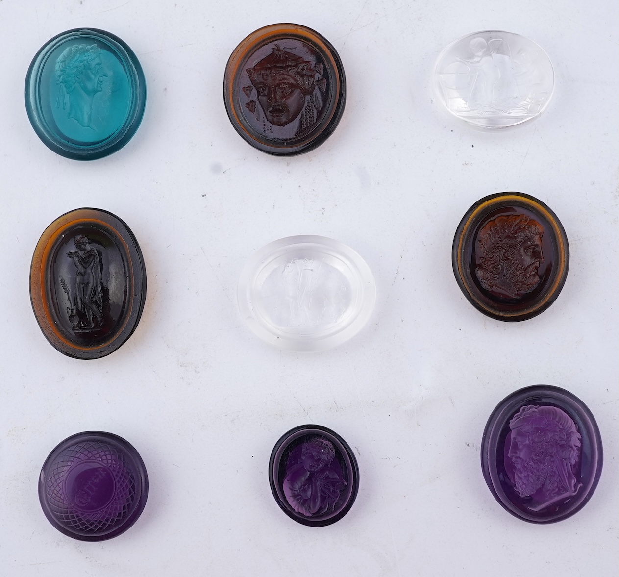 A collection of nine paste intaglios, possibly by William Tassie, late 18th/early 19th century